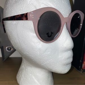 True Religion Women's Sunglasses Pink Round Tortoise Sides Barbiecore-Brand New
